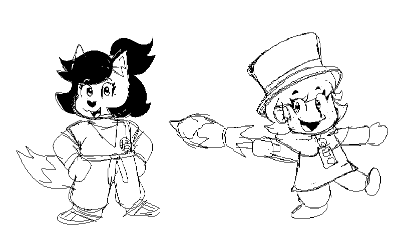 Sorry I don't have anything planned, so here's a quick sketch of Kanako and Clover dressed up for Halloween!