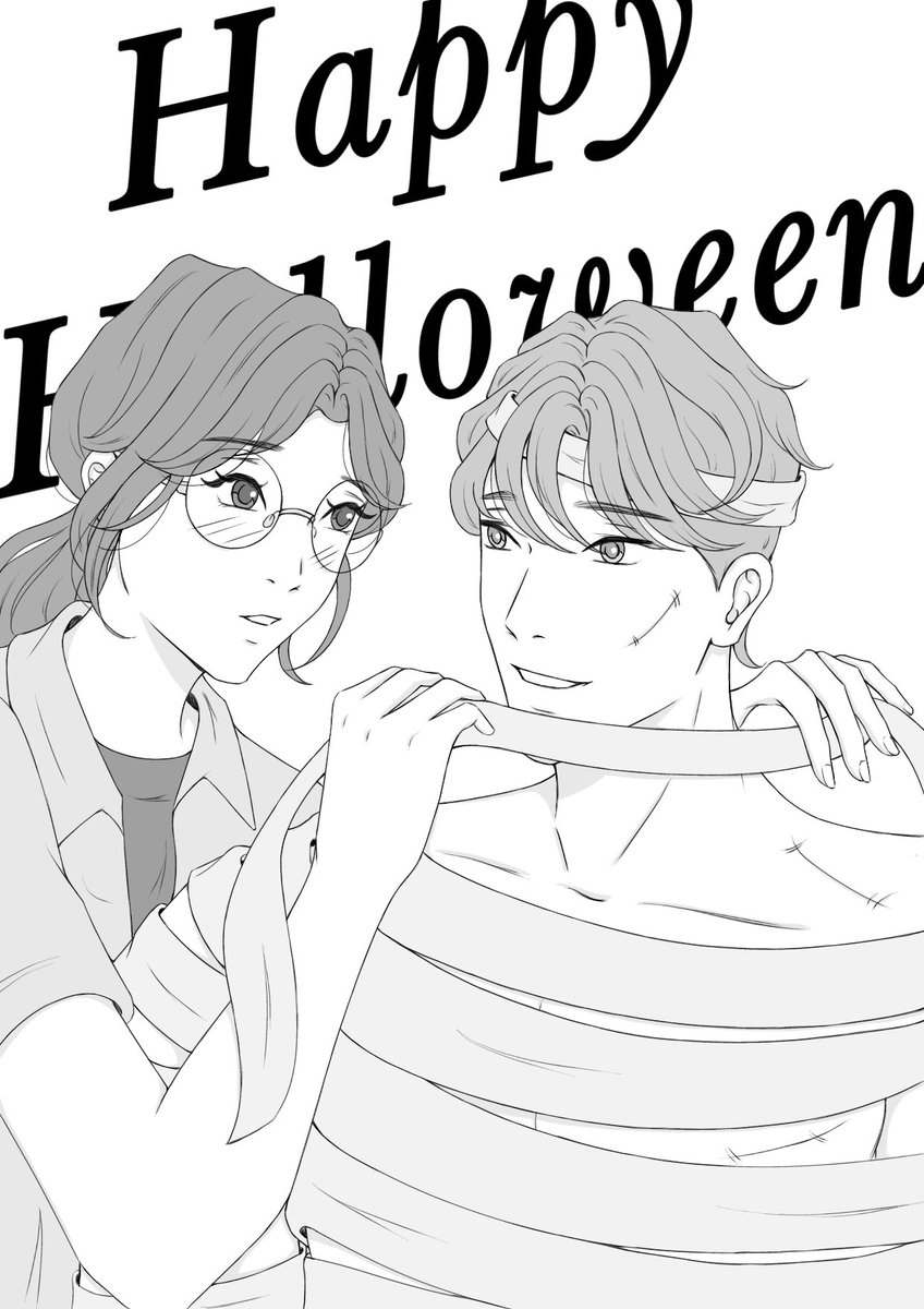 Lutrishiia's tweet image. Happy Halloween! 👻🎃 
I hope I'm not too late. 
I hope you had/have nice day.💕
Red Riding Hood and Bad Wolf🐺(Rosie&amp;amp;Aden)
Crazy Scientist and her patient 👩🏼‍🔬(Alice&amp;amp;Lucas)
#halloweenart #Halloween #comicart #mangaart #illustration