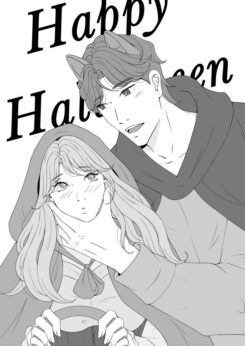 Lutrishiia's tweet image. Happy Halloween! 👻🎃 
I hope I'm not too late. 
I hope you had/have nice day.💕
Red Riding Hood and Bad Wolf🐺(Rosie&amp;amp;Aden)
Crazy Scientist and her patient 👩🏼‍🔬(Alice&amp;amp;Lucas)
#halloweenart #Halloween #comicart #mangaart #illustration