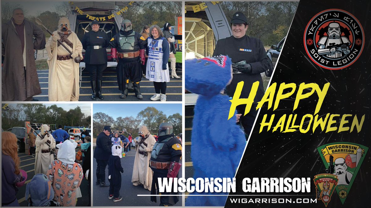 Happy Halloween from the 501st Wisconsin Garrison! 
May your night be filled with candy, costumes, and just the right amount of Imperial order.

Stay spooky — and remember, the Empire is always watching...
#501stLegion #WisconsinGarrison #HappyHalloween