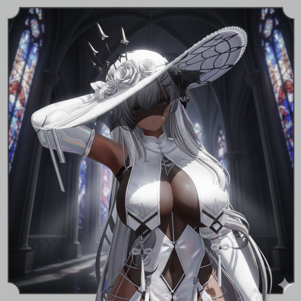 VRchatで撮影してきた写真をAIで作った背景と合成して調整したらすごいゲームキャラっぽくなった