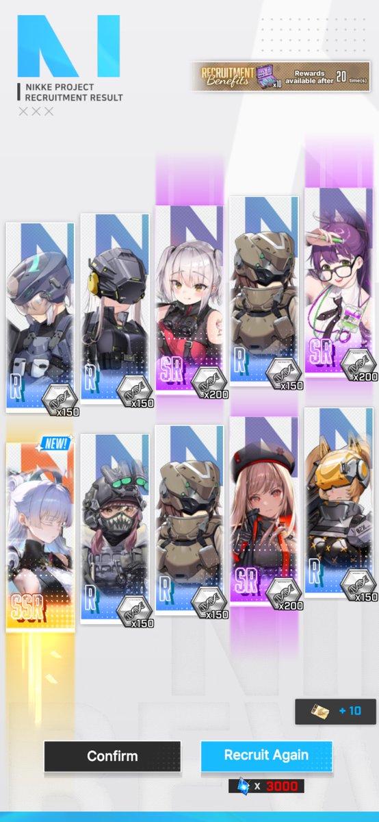 I was worried about lack of resources but here I am. My aim is always to get one copy of each anniversary Nikke because they can be recruited later, it’s less painful to get them than Winter and Summer ones.
I even got Poli from free daily pull on previous Pilgrims.
Life is good.