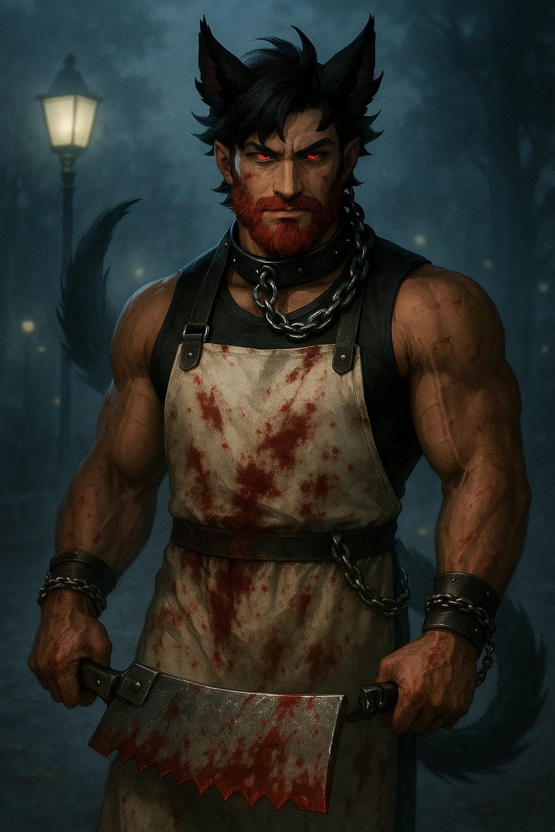 IntrovertedKuma's tweet photo. Happy Halloween 🎃 

Geno as Wolf Butcher
"I’ll prepare everything for my master."👿🔥
#AIart https://t.co/9SZC13BPFU