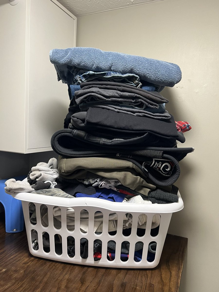My wife, “Your laundry is out of hand”

Me, “I have one basket to put away”

The basket: