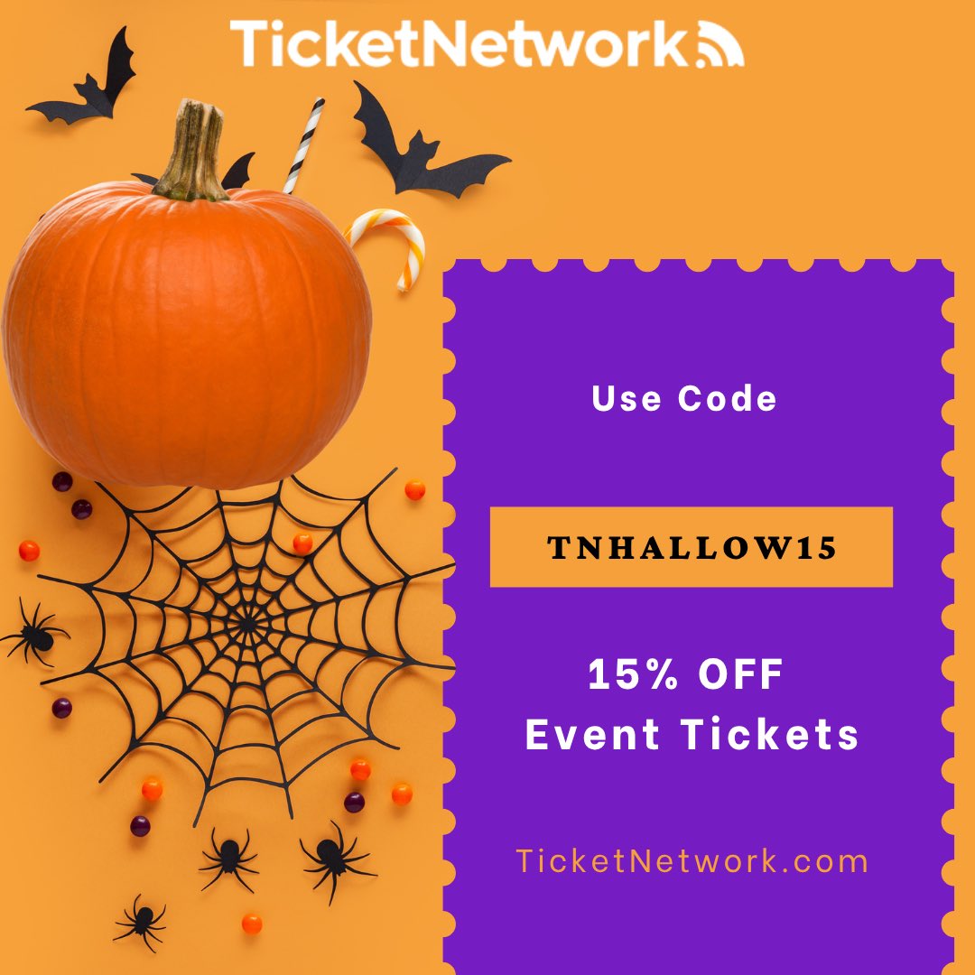 TicketNetwork's tweet image. 🎃 Spooky Season Savings! 👻
Snag 15% OFF event tickets with code TNHALLOW15 — from concerts to comedy shows, we’ve got your Halloween plans covered.

🕸️ Hurry, offer ends soon!
🎟️ TicketNetwork.com

#HalloweenDeals #TicketNetwork #ConcertTickets #SpookySeason #EventTickets