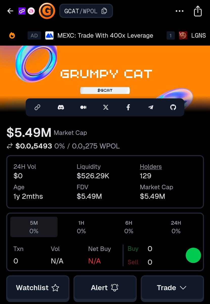 GCATToken's tweet photo. Grumpy Cat Token Market Updates
We are now $5m Marketcap in DEX & DeFi Space 🎉
More Achievements will come in Future with our Community!
We will conduct a Private Pre Sale in PinkSale Platform!
Be Ready & Stay Connected Folks!
$GCAT
$POL
#DeFi
#UtilityToken
#GrumpyCatToken https://t.co/KSCq4ExbJE
