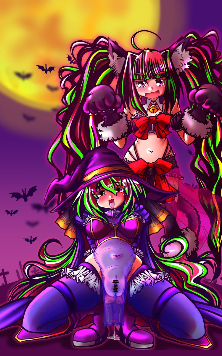 #今月描いた絵を晒そう 
11月になってしまったけど中身は10月です() 
ねむねず氏のところのケモミミ娘から始まりハロウィンへ収束する‥‥ 