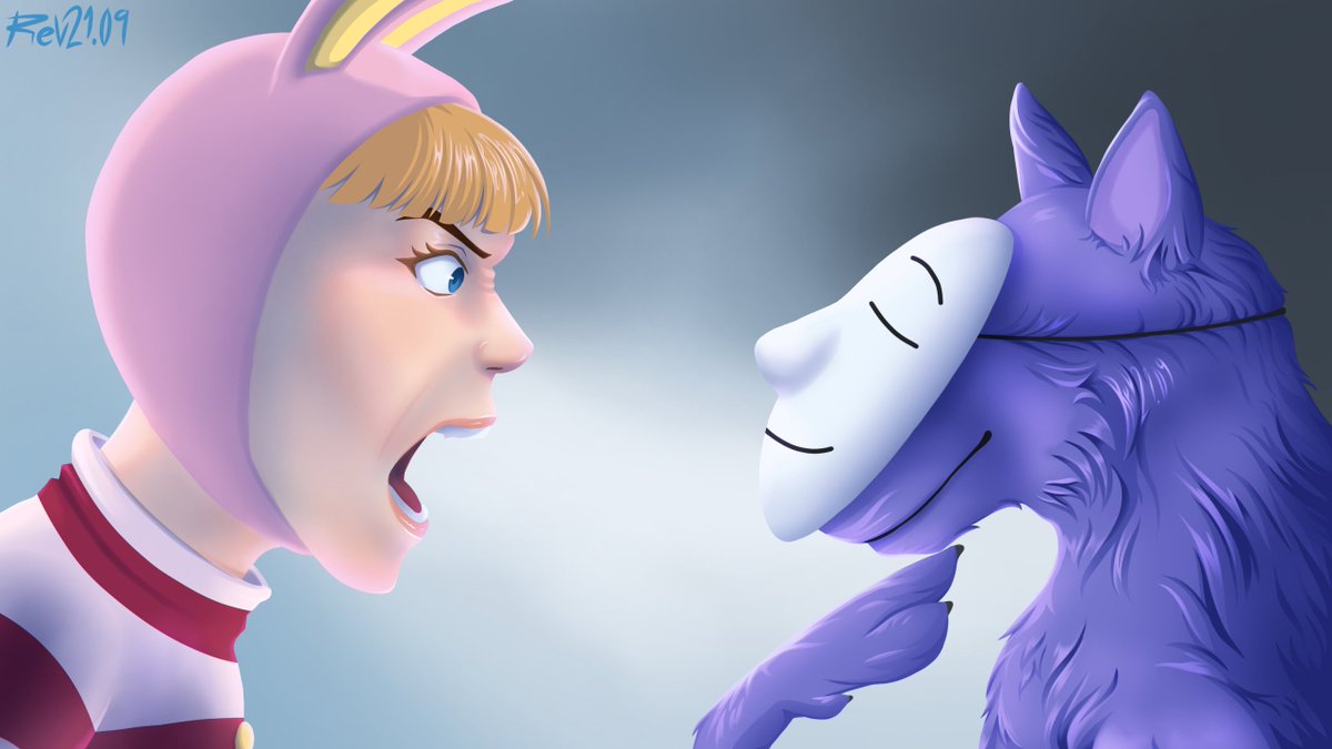 Kedamono se mantiene sereno 🐺.

Cuando vi el meme del león y el mono me los imaginé a ellos 2 XD, primera vez que dibujo pelaje así que de a poco ir mejorando.
🐇🐺
#私の可愛さを思い知れ #ポピーザぱフォーマー #Popeetheperformer #ArtistOnTwitter #curi #fanart #digitalart #drawing