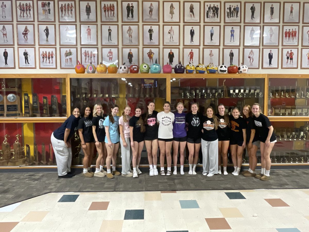 Happy Halloween from the Marion volleyball team!! Thank you to the Marion and Boyson road Hy-Vee stores for donating the pumpkins for us!! Happy Halloween!!