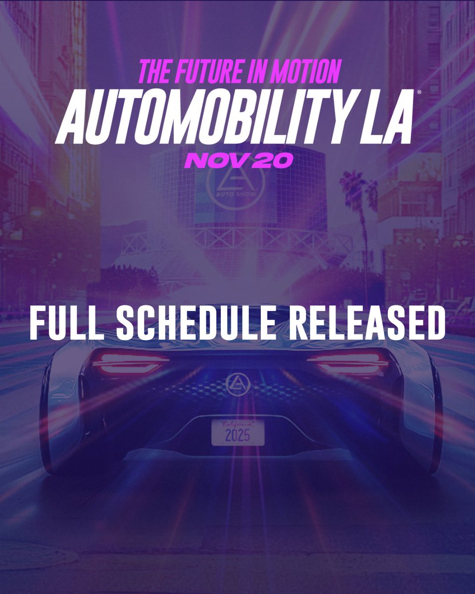 Just released today, the full schedule for AutoMobility LA 2025, the show’s official media &amp; industry preview day on Thursday, November 20 at the Los Angeles Convention Center.

Full schedule here: laautoshow.com/schedule/

#AutoMobilityLA2025 #LAAutoShow2025