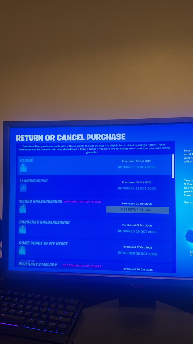 Craw1996's tweet photo. @FortniteStatus Why are my emote being returned after i purchased them? I’ve bought the last 3 Icon Series emote and they’ve been returned when I haven’t actually returned them. I had to buy the Barbaras Rhabarberbar twice for it to actually save to my account. https://t.co/kcRXvB9CPx