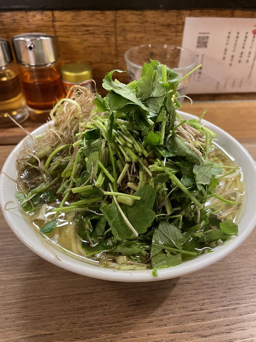 titum4461's tweet photo. 薄野軍鶏そば嶋やさん。
芹塩蕎麦　芹増し‼️‼️
芹に埋もれました😸美味しすぎ。
珍しい道産芹。生産者さん探し出したそうです❣️まだまだこれから季節との事。楽しみが続きそう😊#薄野軍鶏そば嶋や https://t.co/luOQNl8EJh