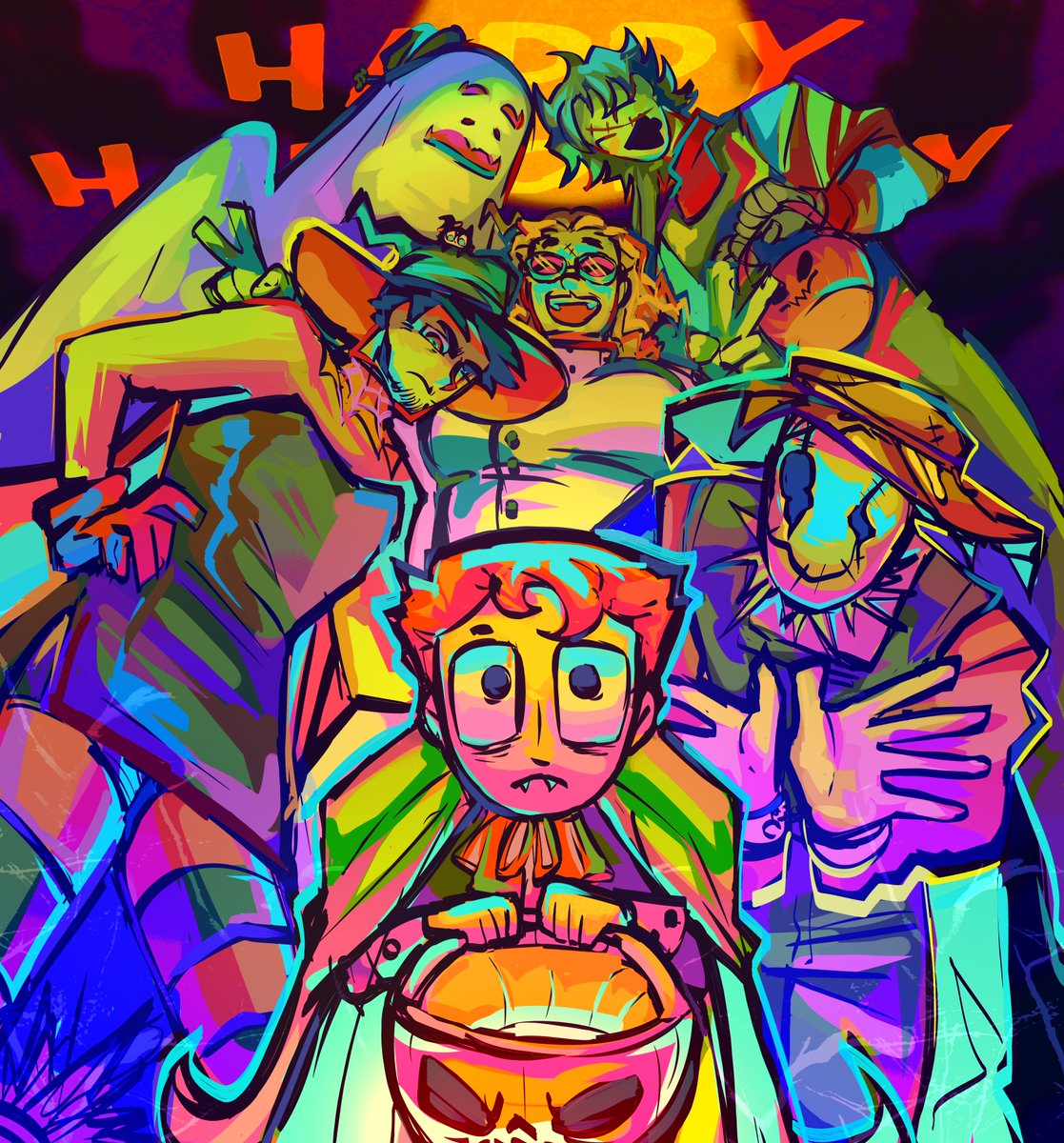 [ 🎃HAPPY HALLOWEEN EVERYONE!🎃 ]
Lil drawing of my clowns bc I kinda miss rendering stuff🤡