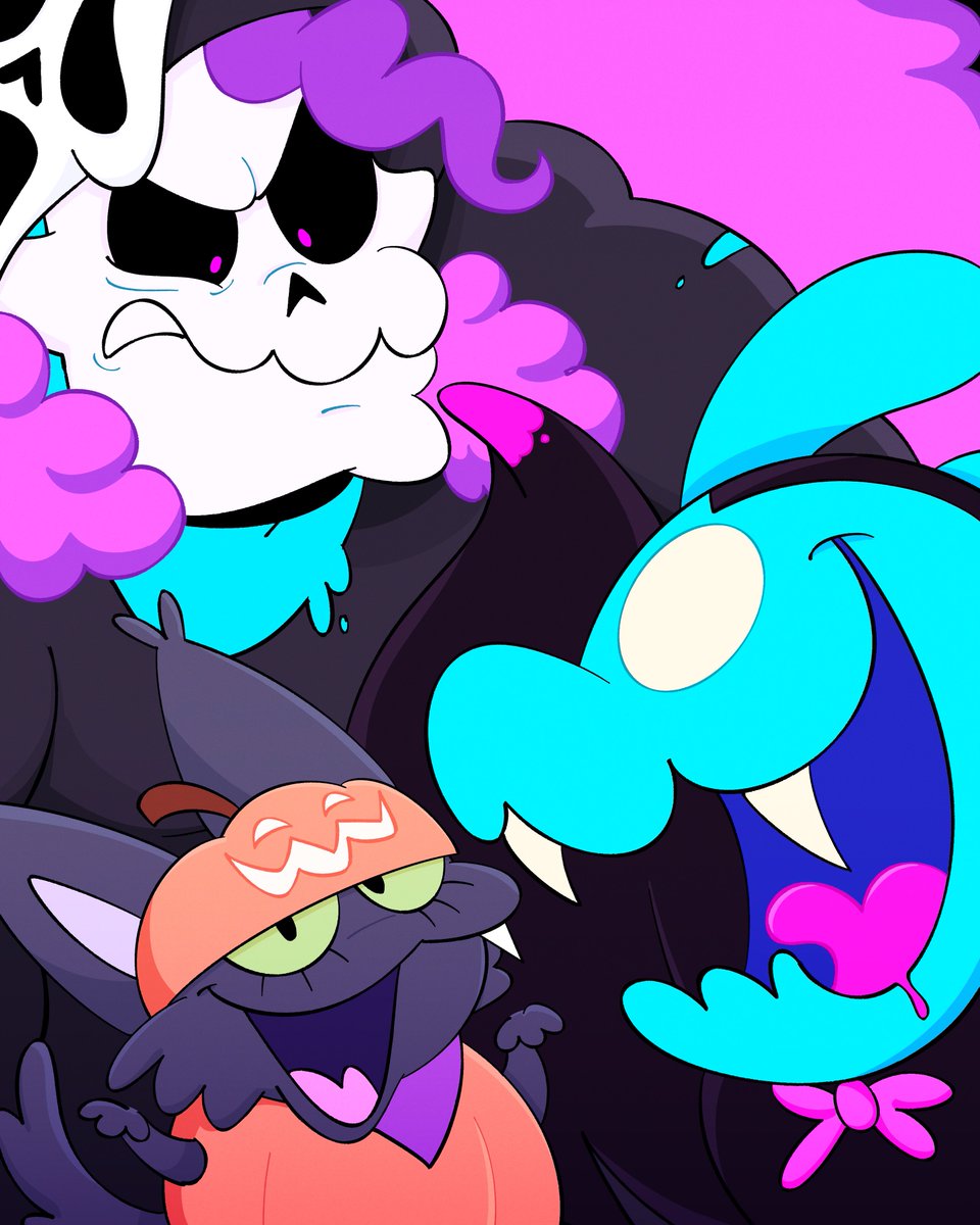 HAPPY HALLOWEEN 2025 from Drax 💀, Bonesaw 🫧, and Macey Mittens! 😼