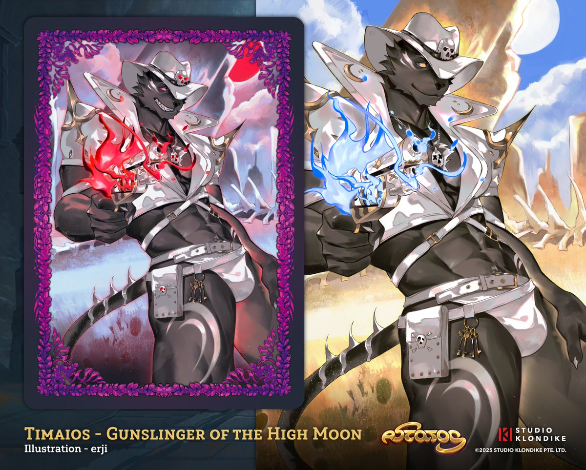 NekojishiTW's tweet image. Timaios - Gunslinger of the High Moon joins the Trial! #Astatos

&apos;Ten paces— that&apos;s all that lies between you and your sorry fate. Think you&apos;re lucky, Sinner?&apos;

This Hero Skin is out now in Astatos, on Steam.

Illustration: @erji__