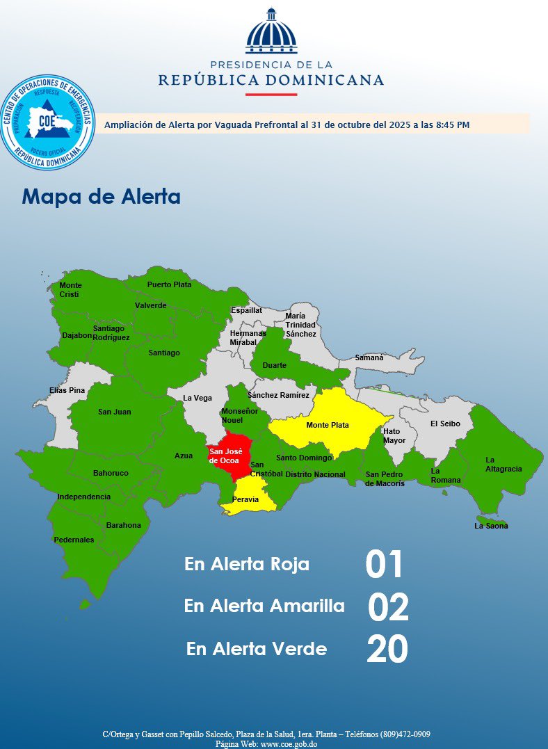 📢 #DGRDInforma | La Dirección del <a href="/COE_RD/">COE</a> incrementó los niveles de alertas para varias provincias del país. 

La Prov. La Altagracia se encuentra dentro de las provincias en #AlertaVerde ¡Atentos! 

#AlcaldíaVerónPuntaCana #DGRD