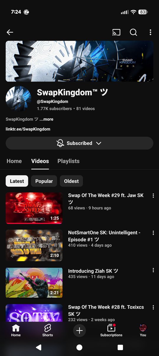 Everyone really needs to pay more attention to <a href="/SwapKingdom/">SWAP KINGDOM ツ</a> ‼️

They're consistently uploading great videos and their Swap Of The Week series is such an enjoyable twist to the classic clip of the week from the good ol' days.

Go check them out! 🙏