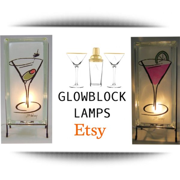 FREE SHIPPING #freeshipping #etsy #lamps #nightlight #gifts #lamp #giftsforhim #glassblocks #nightlights #retro #handmade #martini #cosmo #cosmopolitan #mancave #mancavedecor #ChristmasGiftIdeas #50s #bardecor #gift #kitchendecor #Christmasgift