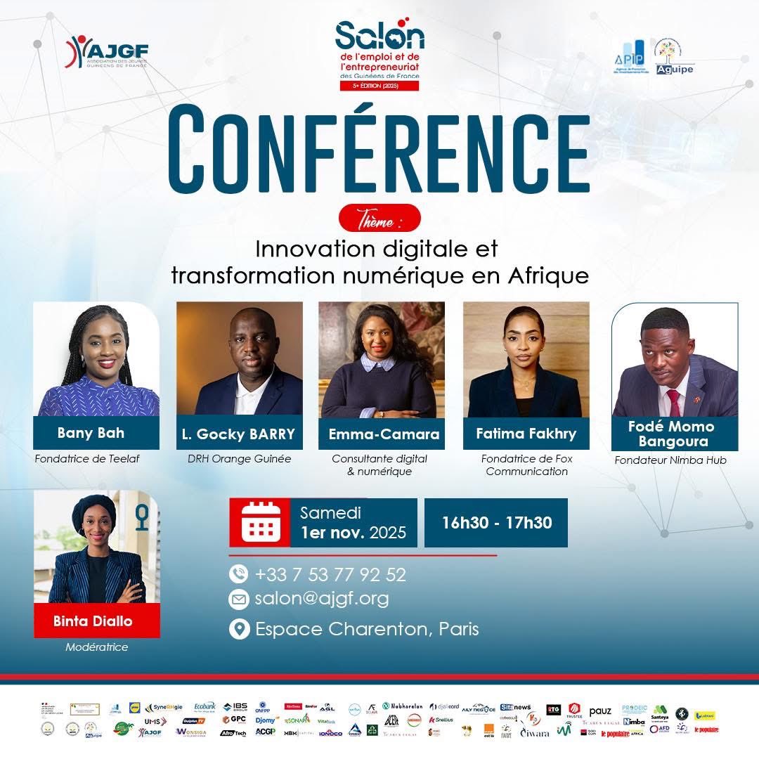 🎟️ Réservez vos places dès maintenant 👉 urls.fr/iFbwj0

Le numérique est aujourd’hui un levier incontournable du développement économique. La Guinée entend bien prendre toute sa place dans cette révolution technologique qui transforme l’Afrique et le monde.