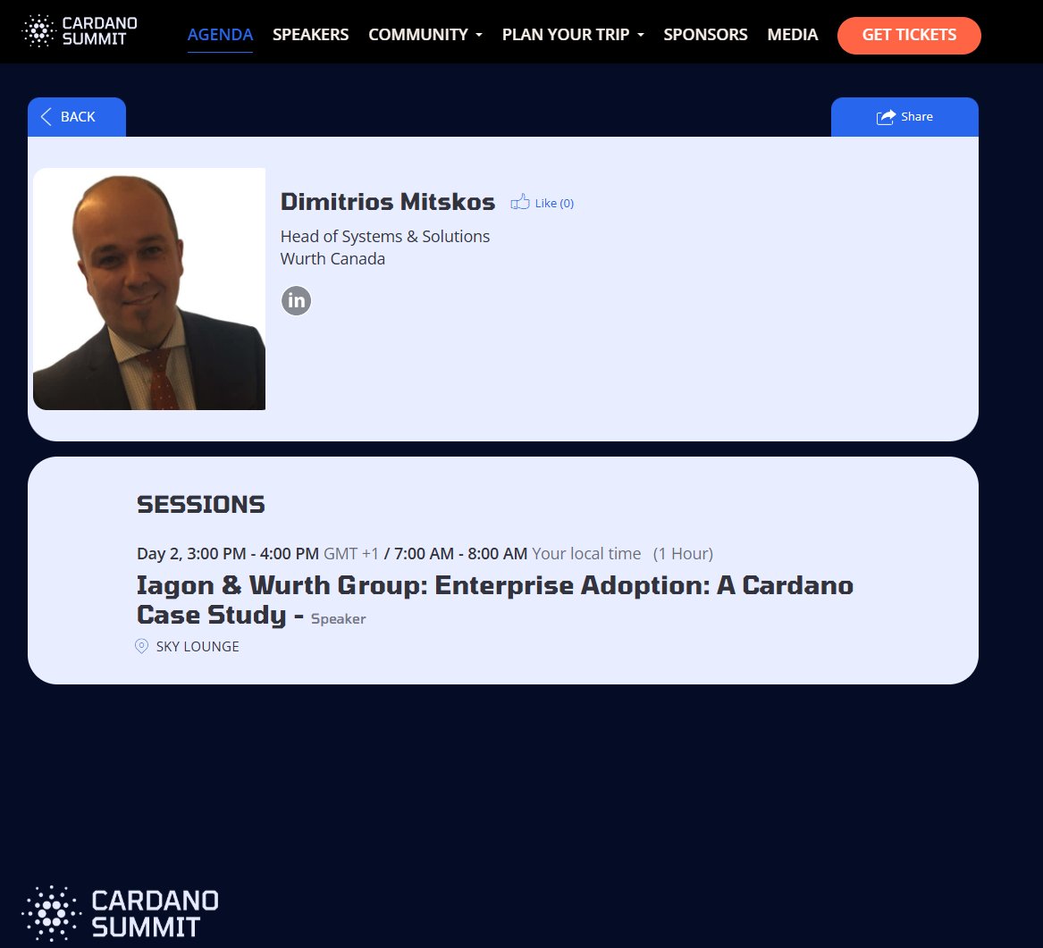 If you are attending the #CardanoSummit2025 in November, be sure and check out the case study from Wurth using <a href="/IagonOfficial/">Iagon</a> .

Wurth is one of the first large companies that uses iagon services.  Wurth recently announced that it wants to expand Iagon's services for them