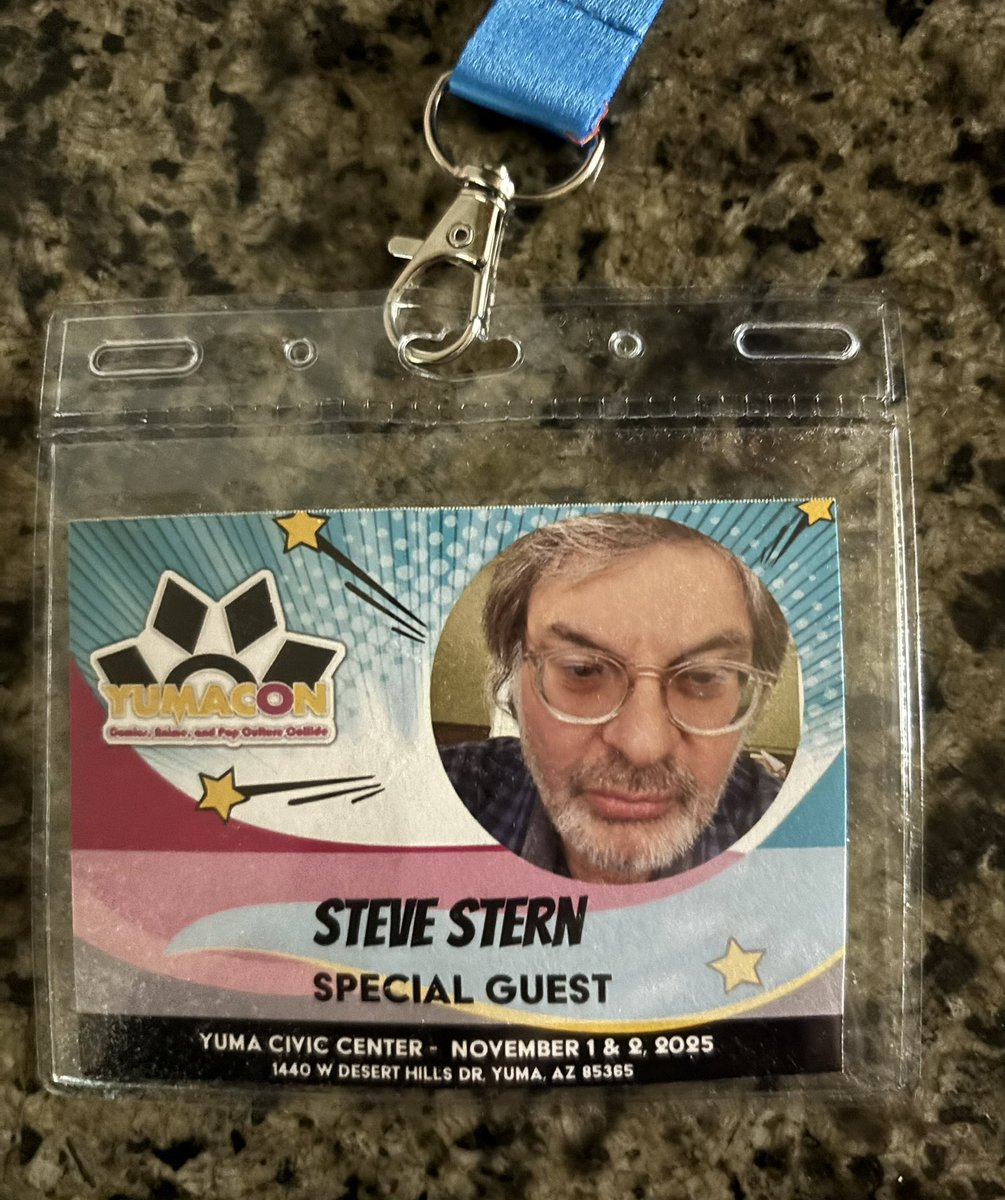 The folks at YumaCon are a class act! Check out these highly personalized badges. Can’t remember when I’ve seen another like them. Looking forward to tomorrow and Sunday here in beautiful Yuma, Arizona. I’m at booth # 43.