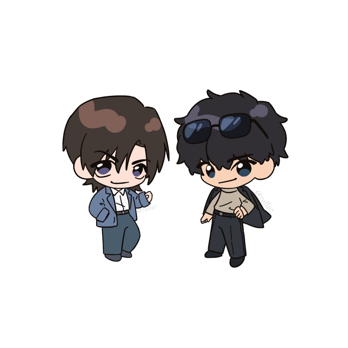 70ll07's tweet image. 今年一如既往有準備新的Q版約稿
衣服是我很滿意的2024樂園休閒裝！
#hgmt #萩松