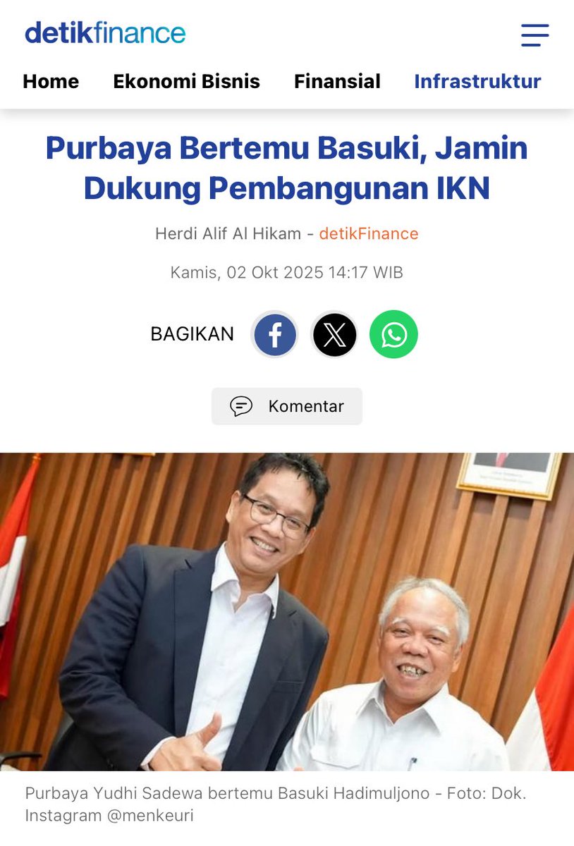 DedynurPalakka's tweet photo. Yang berharap IKN akan mangkrak sepertinya perlu menangis diam-diam dari balik layar HP-nya, karena menteri terbaik Bpk Prabowo Subianto sudah memberi jaminan akan terus mendukung  pembangunan di IKN ✍️ https://t.co/oU6HvjywlU