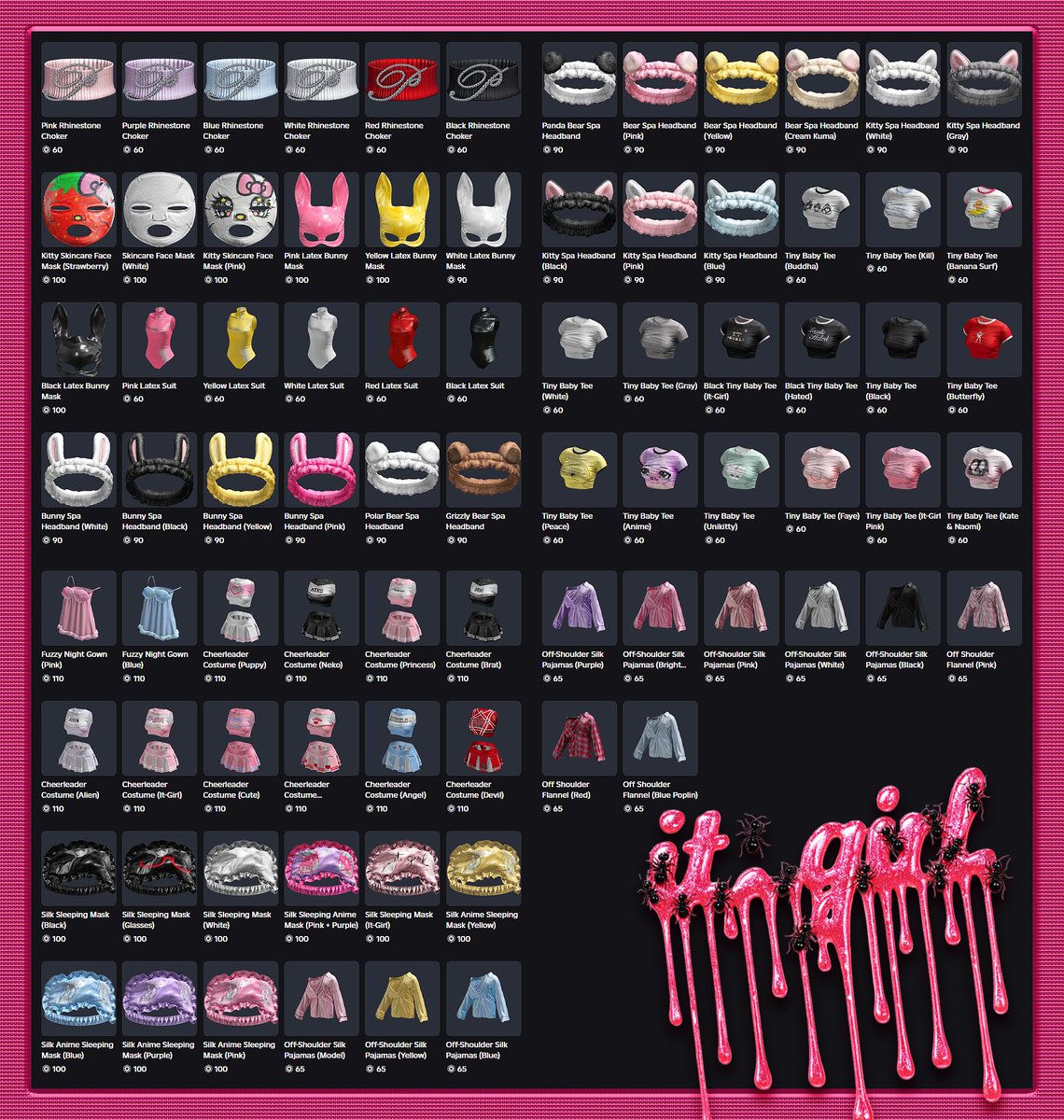 It-Girl’s “Sorority Slasher Sleepover” Capsule Collection is OUT NOW! ♥
62 sweet treats to add to your bag.
🍭 #ItGirl #RobloxUGC #HalloweenDrop