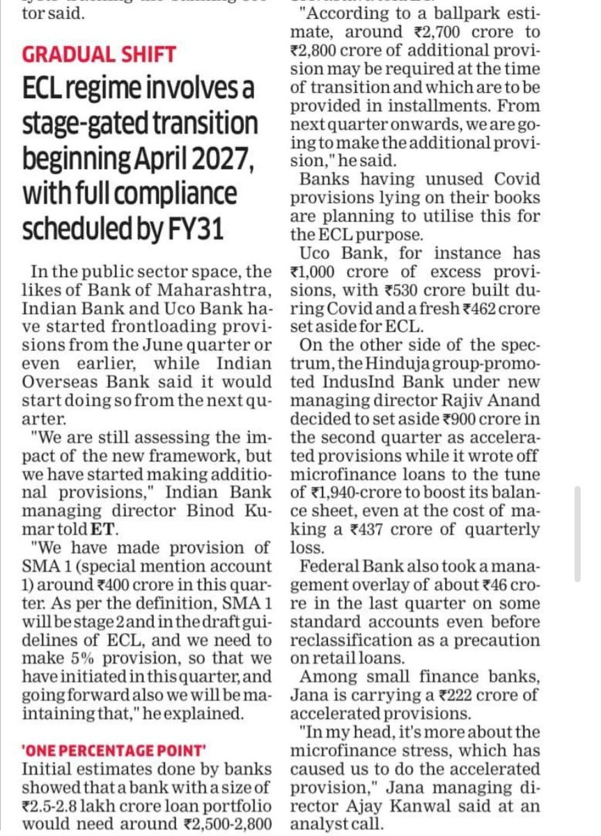 PSBPunch's tweet image. #COVID Provisions to ECL Provisions. How banks like Uco &amp;amp; IndusInd are frontloading 💰 #crores to prep for a major #accounting shift. A stress test for your #portfolio?
@RBI @DFS_India @FinMinIndia @UCOBankOfficial