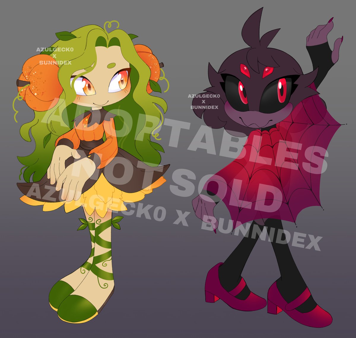 HAPPY HALLOWEEN everyone! 
<a href="/AzulGeck0/">gecko 🌼🐌 🎃</a> and I just dropped these two cuties for  the spooky season. 

go check them out!🎃🕷️🕸️
(check b!o or comments)
