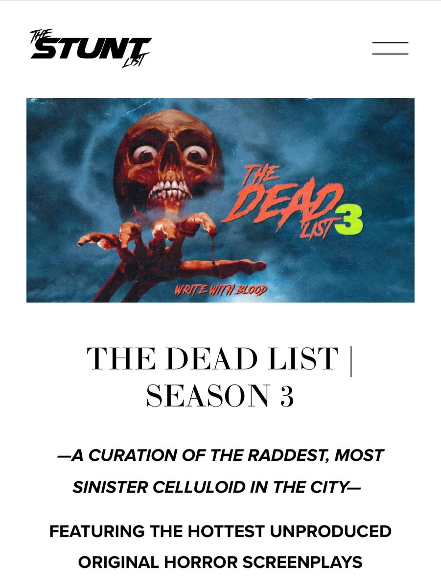 JLisaJay's tweet image. Just heard there’s a request for my script on the Dead List! Thank you @AshLazerWrites for bringing the Dead List to “life” 💀@TheStuntList