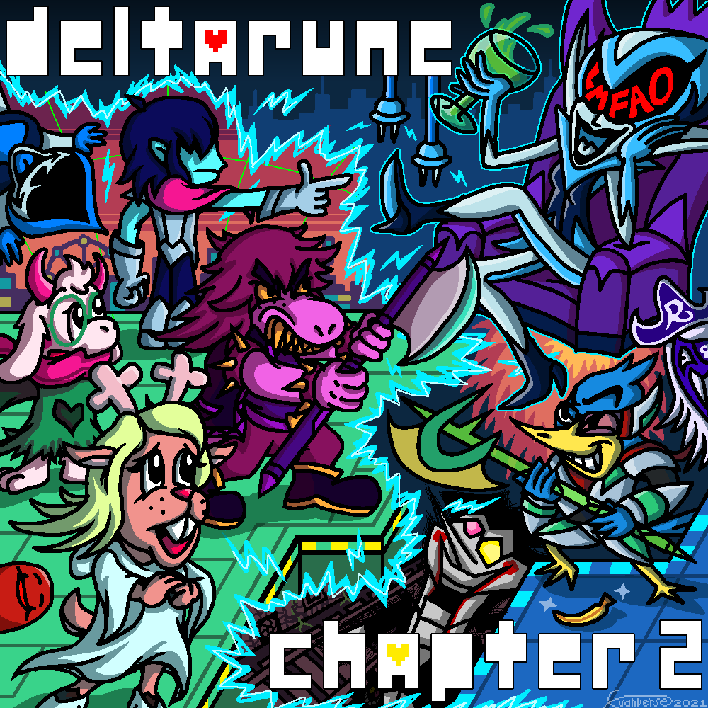 Euanverse's tweet photo. #DELTARUNE anniversary!! (tobius it would be really funny if you accidentally retweeted fan art for a millisecond again haha) https://t.co/khkqUyjrK0