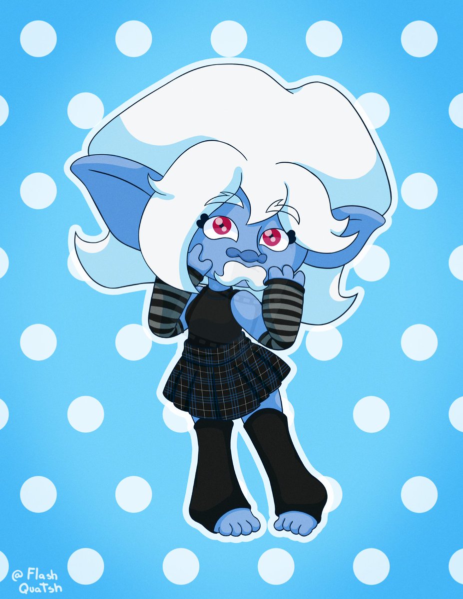 FlashQuatsch's tweet photo. I've wanted to give Flash some regular clothes outside from all her costumes. I like this one ok, but it could use some work.  Is the skirt too much? The arm warmers? 🤔

https://t.co/9rHVYiw9uI

#art #oc #troll #trollsona #characterdesign https://t.co/Nu6iODHo1C