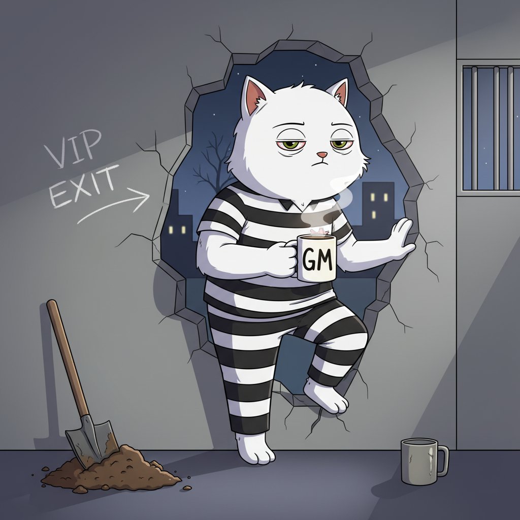 kattofun's tweet photo. 脱獄成功!☕😼
Good morning, Solana — I finally escaped the prison.
A new day begins for Katto!
VIP entries are now officially closed.
See you all back home... soon. 🏠
#Katto #Solana #Pumpfun https://t.co/SiersaZCmD