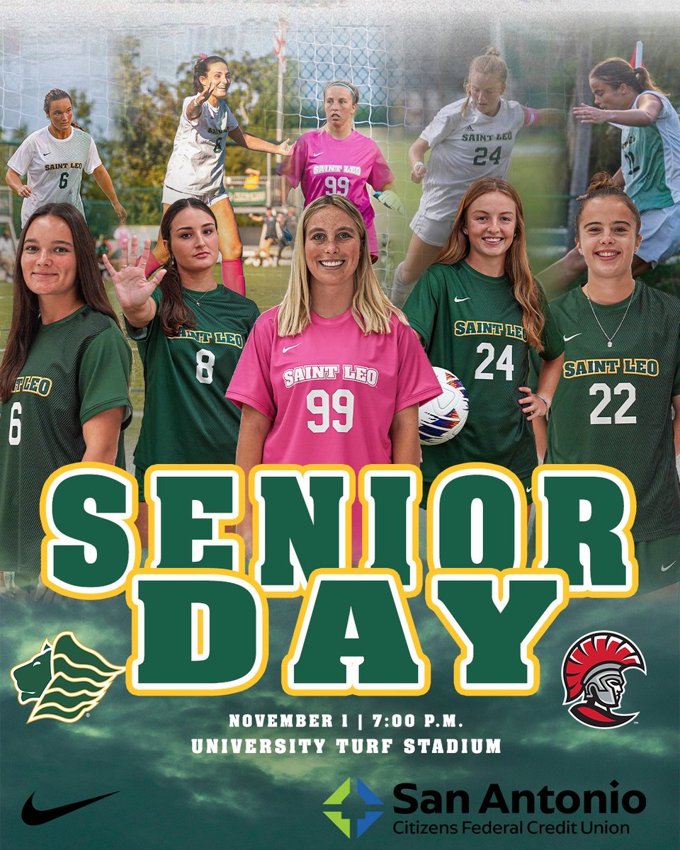 SaintLeoLions's tweet photo. 𝑮𝑨𝑴𝑬𝑫𝑨𝒀!

Join us at 6:45 p.m. at University Turf Stadium for 
@saintleowsoc senior day against Tampa! 

🆚Tampa
⏲️7:00 p.m.
📍 University Turf Stadium
📽️https://t.co/Q4SGghMoOU
📊https://t.co/yLCWkyXp6t
🎟️https://t.co/kygBbQfwpi

#GOLIONS 🦁 | #SAINTLEO1PRIDE🦁 https://t.co/oVjEab3NTz