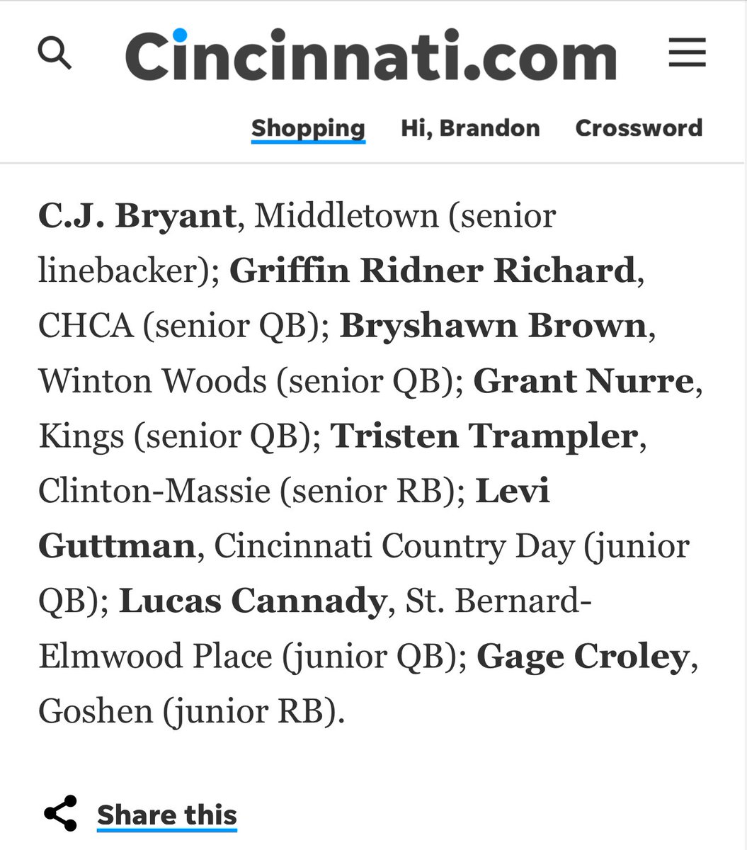 <a href="/JWeberSports/">James Weber</a> of the Cincinnati Enquirer <a href="/ENQSports/">Enquirer Sports</a> just put 6’3, 212LB, 2027 QB <a href="/Levi_Guttman/">Levi Guttmam</a> “On the Radar” for Ohio Mr. Football. 

#MrOhioFootball #CincyPreps #QBNation