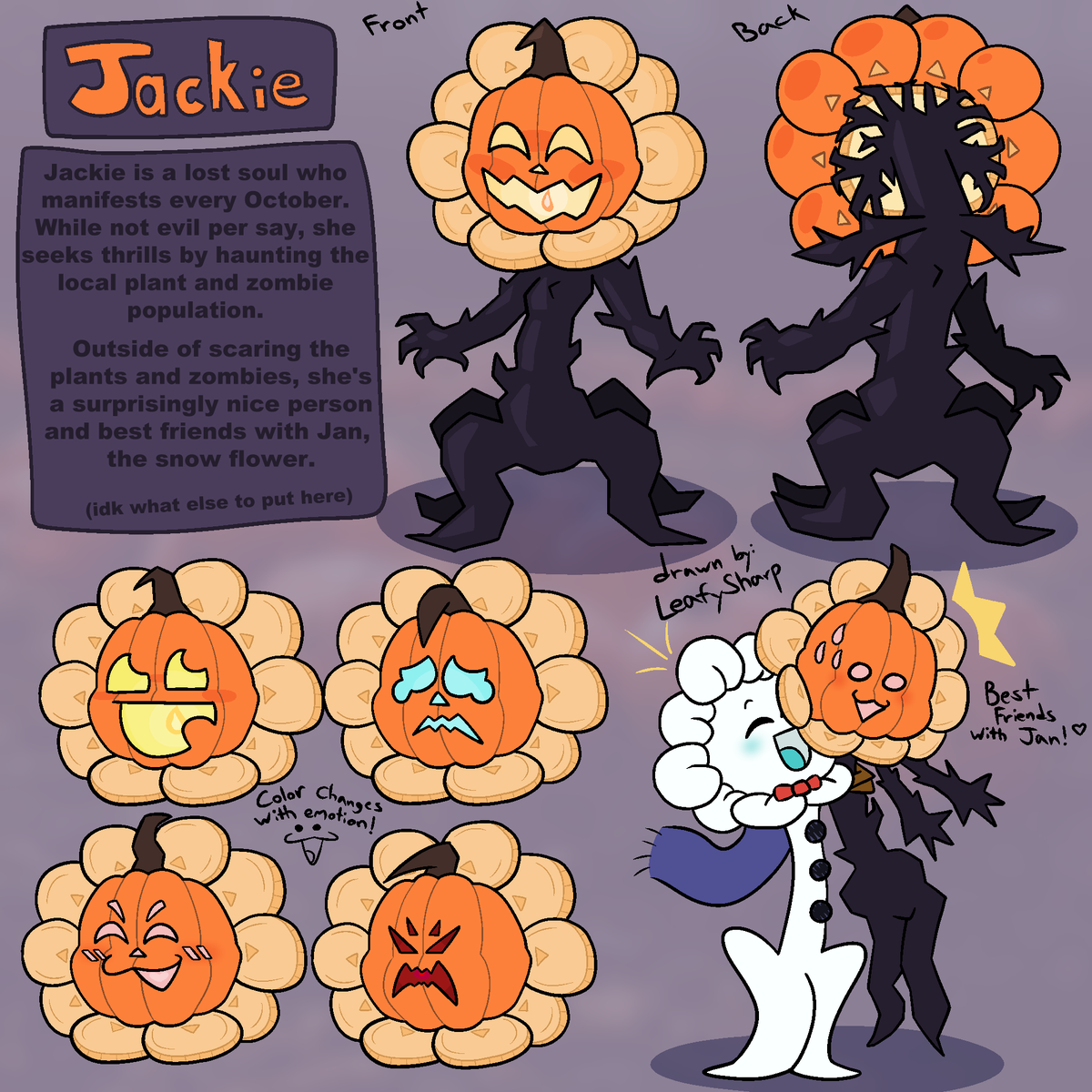 LeafySharp's tweet image. not really &quot;refined&quot; per say but I added to Jackie&apos;s character a little bit.

Happy Halloweeny Everyone!