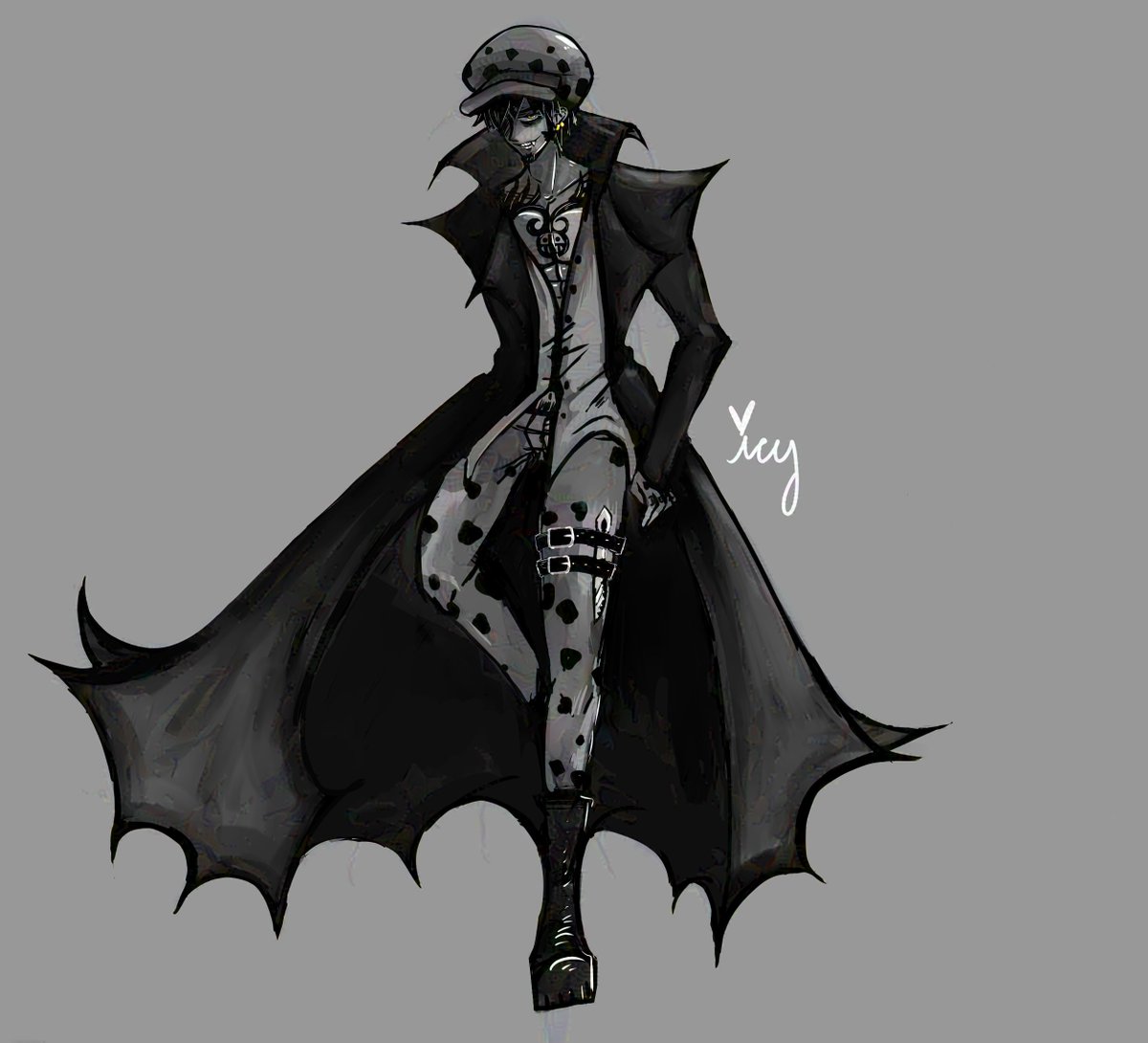 IcyXLaw's tweet image. Haven't done any art in over a month and I forgot how to do everything...so here is a little Halloween Law 🤣🖤