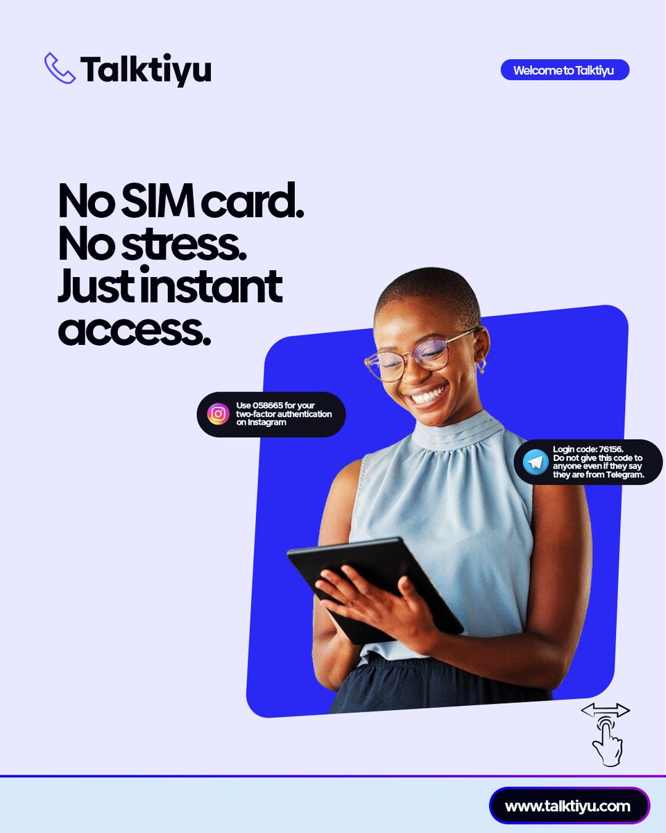 OurTalktiyuApp's tweet image. Welcome to a very stress-free month of November! No SIM, no stress. With Talktiyu, your virtual number is ready in just 60 seconds 🚀
 -
#Talktiyu #virtualnumber #virtualsim