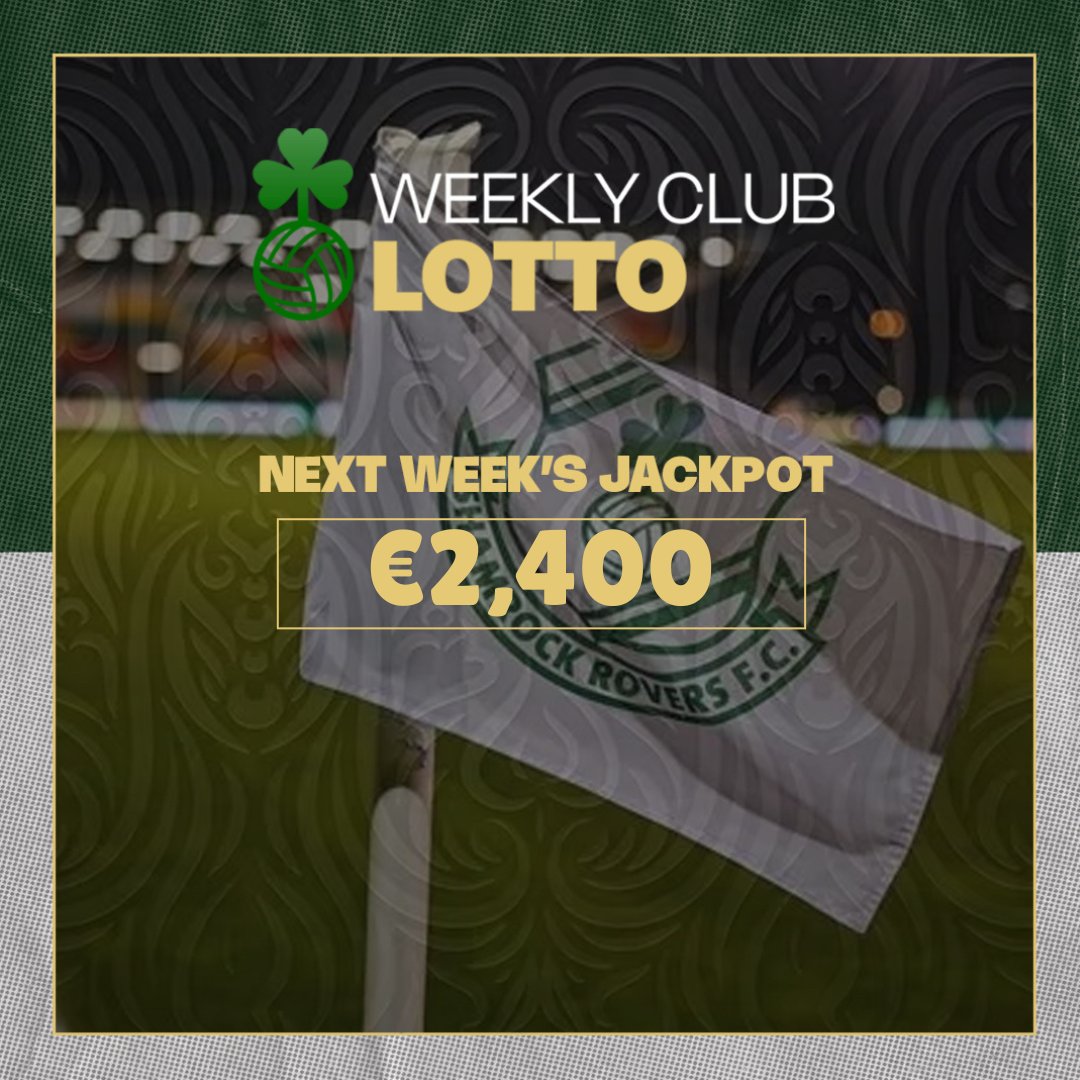 This Monday we roll over to €2,400 with lucky dip prizes also up for grabs.

All proceeds support our Academy 🍀

More info on the lotto and how to enter here 👉 shamrockrovers.ie/lotto