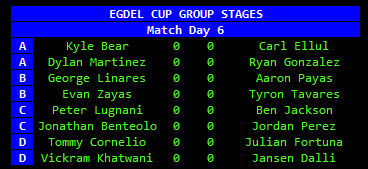 #EGDEL #FPL #GW10

🏆EGDEL Cup 1st Round Match Day 6 Fixtures 🏆