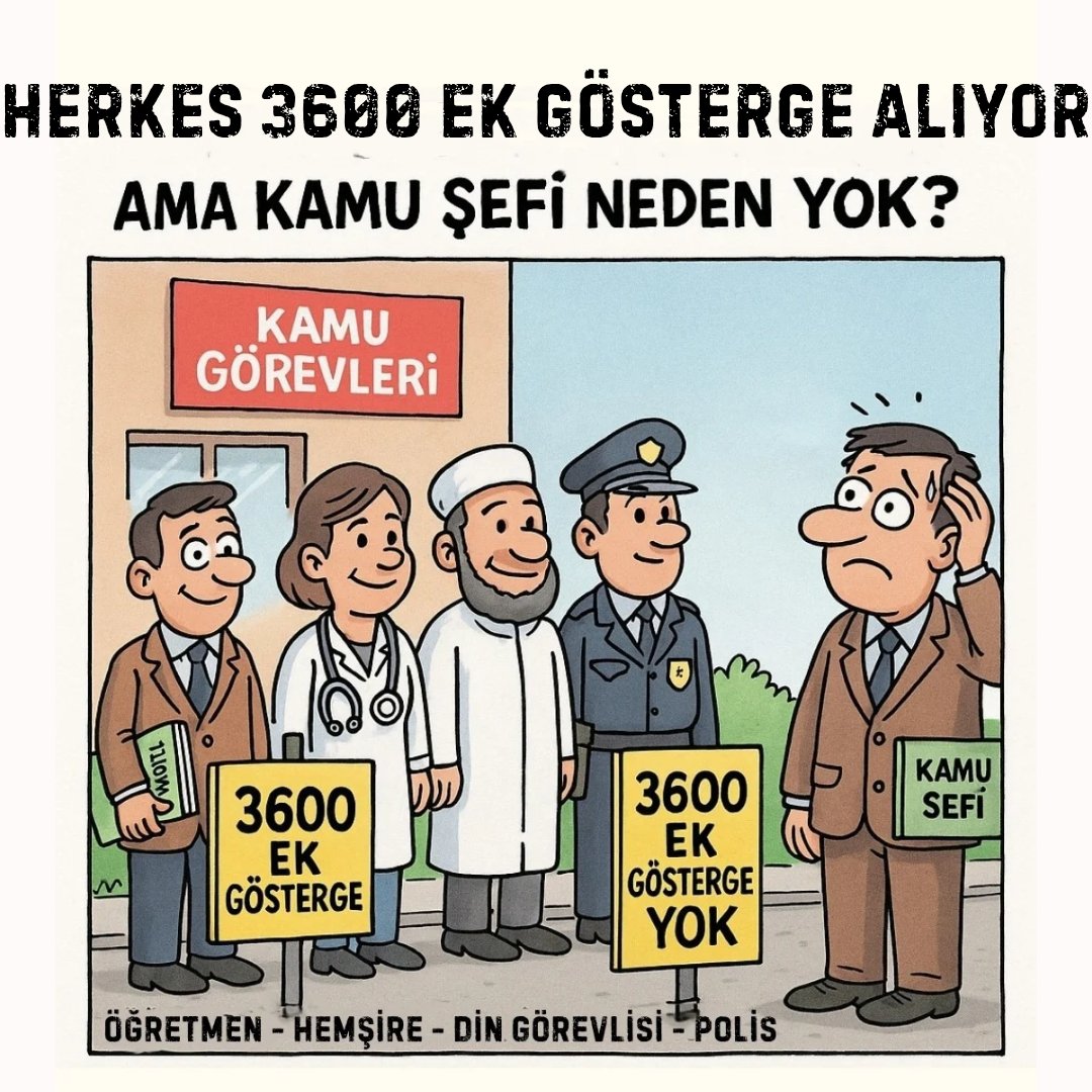 📉 Memurun Sabrı Tükendi!
💸 Refah Payı, 💰 Seyyanen Zam, 👔 Birinci Dereceye 3600 Ek Gösterge
ve ⚖️ Adil Maaş Düzenlemesi artık gecikmemeli!

#MeclisteMemuraEkProtokol
#KamuŞefleri

<a href="/RTErdogan/">Recep Tayyip Erdoğan</a>  <a href="/_cevdetyilmaz/">Cevdet Yılmaz</a> <a href="/isikhanvedat/">Prof. Dr. Vedat Işıkhan</a> <a href="/memetsimsek/">Mehmet Simsek</a> <a href="/omerrcelik/">Ömer Çelik</a> <a href="/efkanala/">Efkan Âlâ</a> <a href="/_aliyalcin_/">Ali YALÇIN</a>