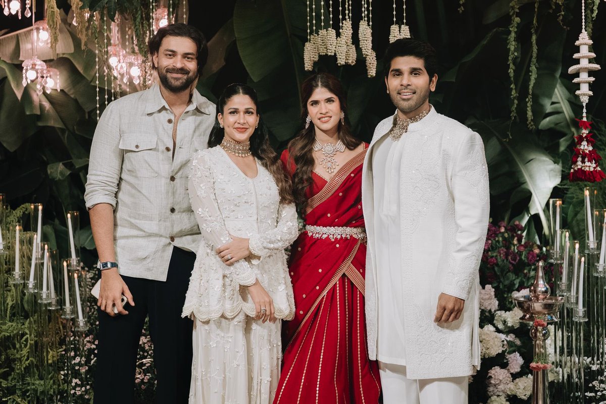 Filmy_Time's tweet image. Mega Prince @IAmVarunTej, @Itslavanya, @NagaBabuOffl and family graced the engagement ceremony of @AlluSirish &amp;amp; #Nayanika, extending their heartfelt wishes and blessings to the couple ✨