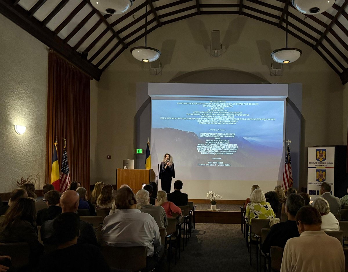 CG_RO_LA's tweet photo. 🇷🇴 On the 150th anniversary of Queen Marie’s birth, the CG of RO in LA, in partnership with UCLA and the Romanian Cultural Institute, hosted the screening of “Maria, Heart of Romania.”
#UCLA #MariaHeartofRomania #CulturalDiplomacy #CGLosAngeles #MinistryofForeignAffairsRomania https://t.co/FOGCeUOXKk