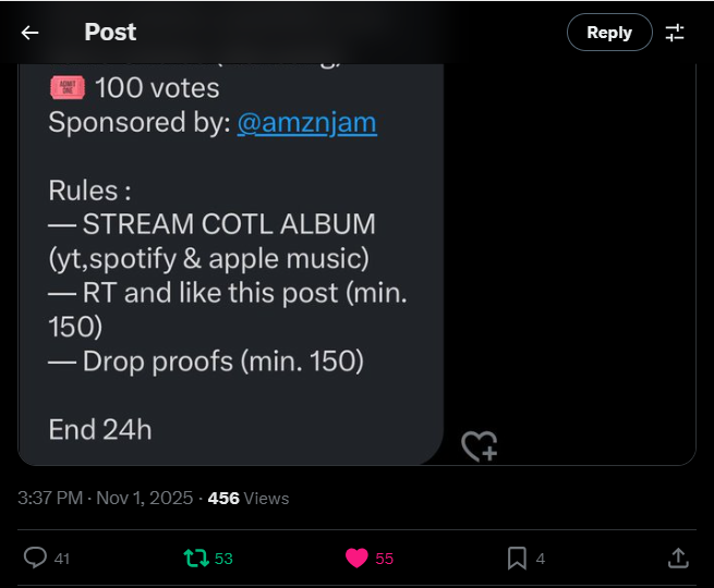 votingcortis's tweet photo. @forcort1s @amznjam for #CORTIS https://t.co/D6viAcN4dC