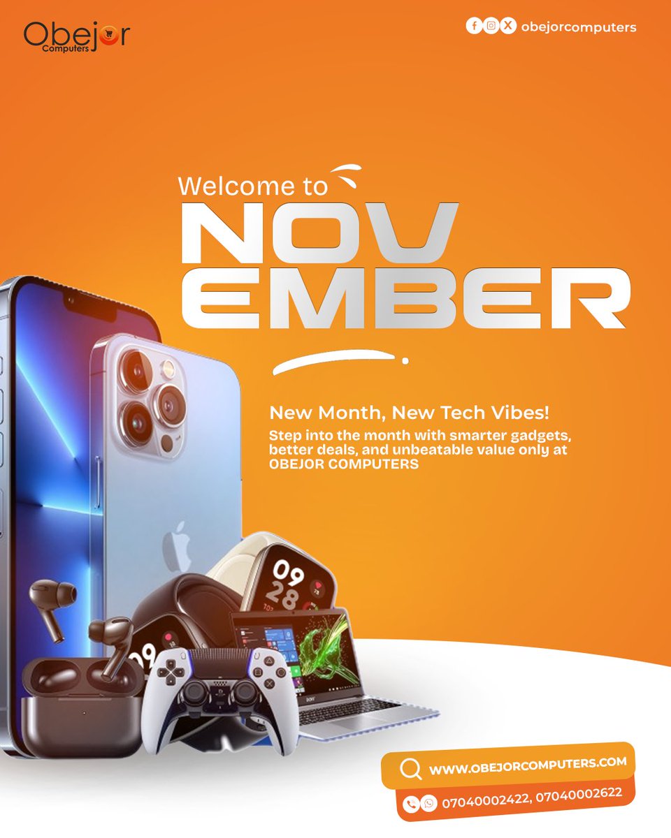 obejorcomputers's tweet image. Happy New Month! 🎉
Start fresh with smarter tech, unbeatable deals &amp;amp; gadgets that keep you ahead! 💻📱

🛒 Shop now 👉 obejorcomputers.com
📍 visit any of our store near you | Nationwide delivery
#HappyNewMonth #ObejorComputers #TechDeals #LaptopShopLagos #GadgetStoreNG