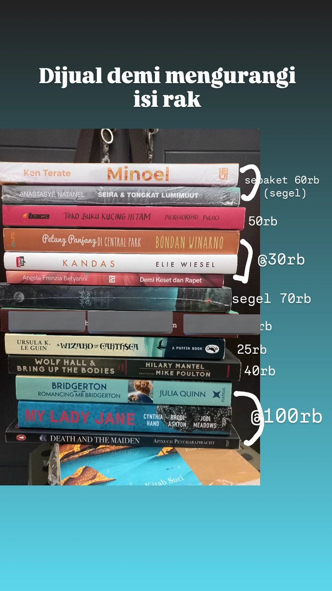 WTS
Tanpa marketplace, dikirim dari Sidoarjo Jatim (wahana/lionparcel)
Free handmade bookmark pembelian min. 100k 

Rts appreciated temans 🙏🏽