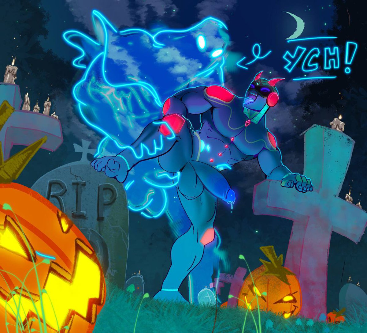 Going to the graveyard on Halloween might’ve been a bad idea….. or good?

A hallows eve themed ych done by <a href="/Sillyd1no/">SillydinoMan🔞</a> 💙

If you wanna get a slot and wreck Kyurie, hmu or reach out to Dino directly!