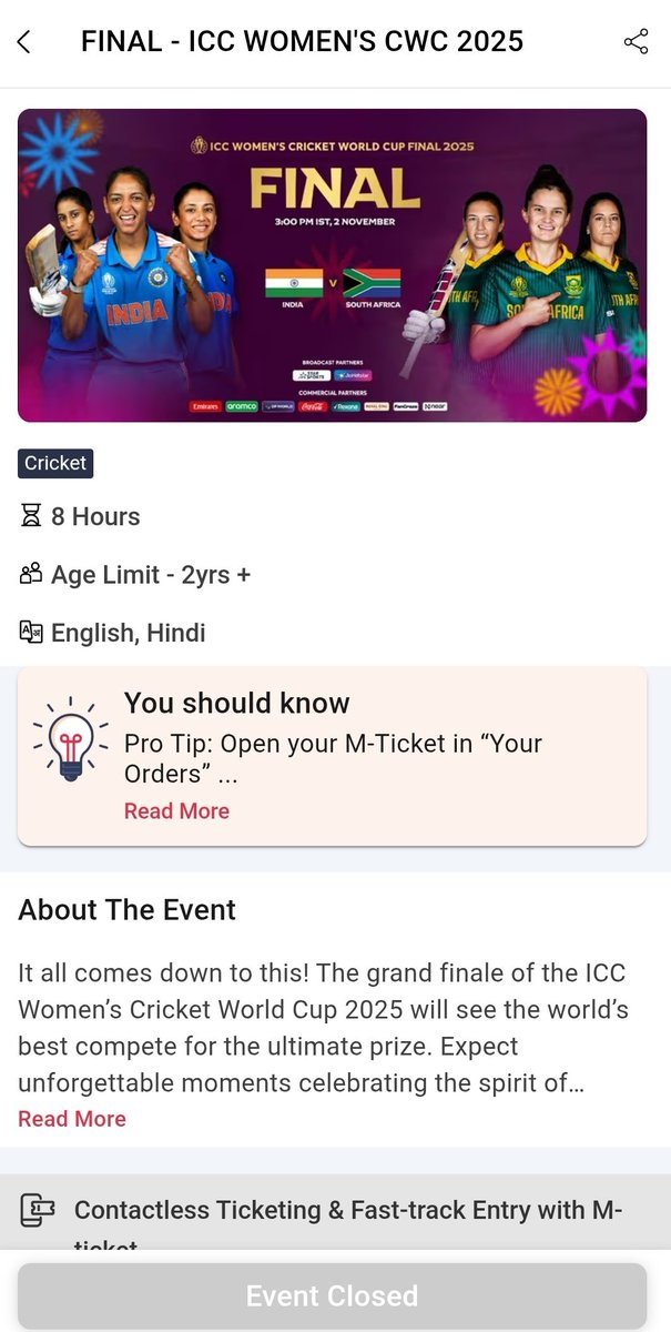 <a href="/bookmyshow/">BookMyShow</a> Fuck you! Pathetic behavior. People been eyeing the tickets for 2 days, event showing coming soon suddenly is closed now that u want Influencers, politicians etc 2 be on board, only to leave nothing 4 who cheered the team when needed! 
#ICCWomensWorldCup2025 #IndVsSA