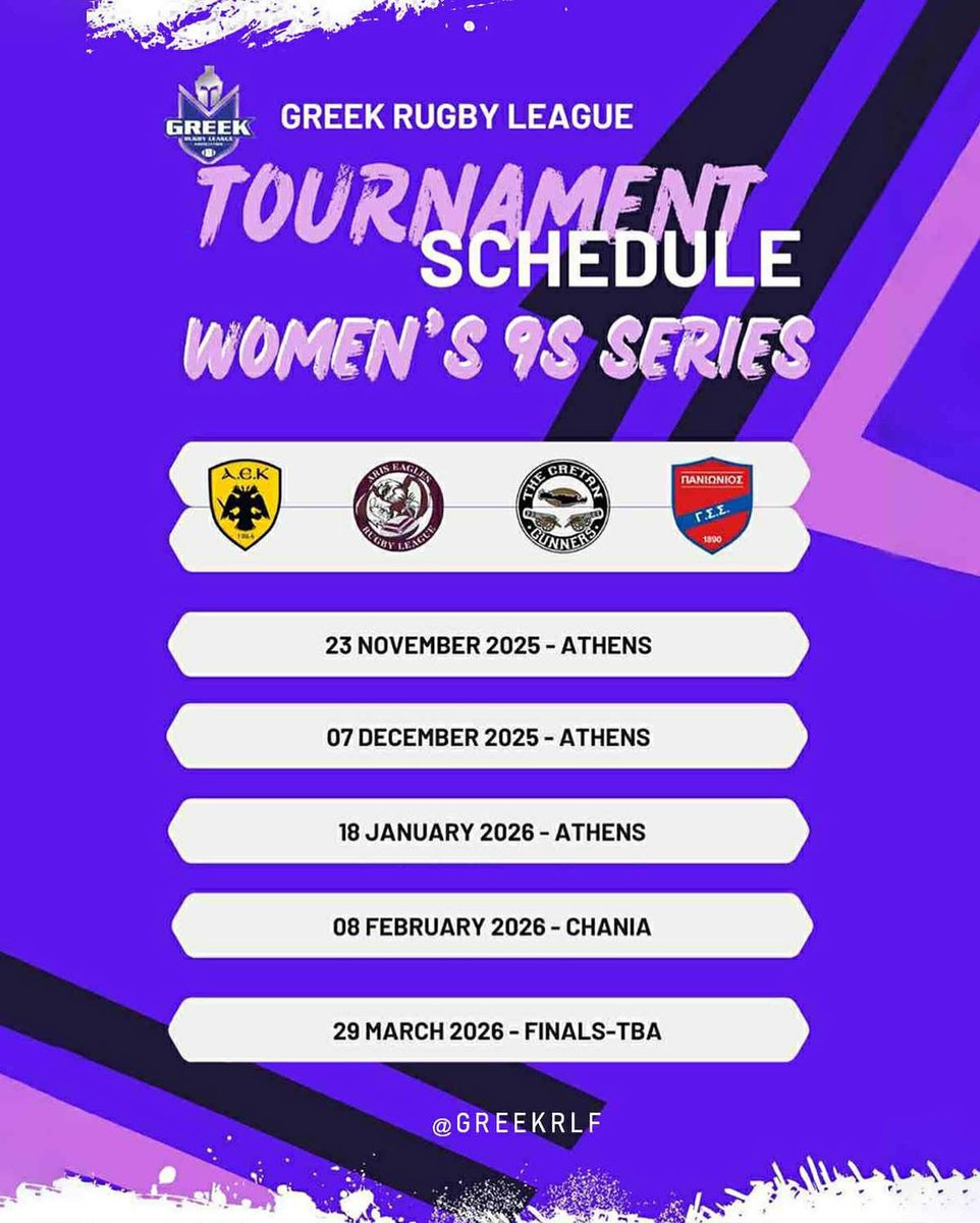 The <a href="/GreekRLF/">Greek Rugby League</a> Women's Championship 9s tournament series starts in Athens this month before playing a tournament in Chania, Crete in February 2026.